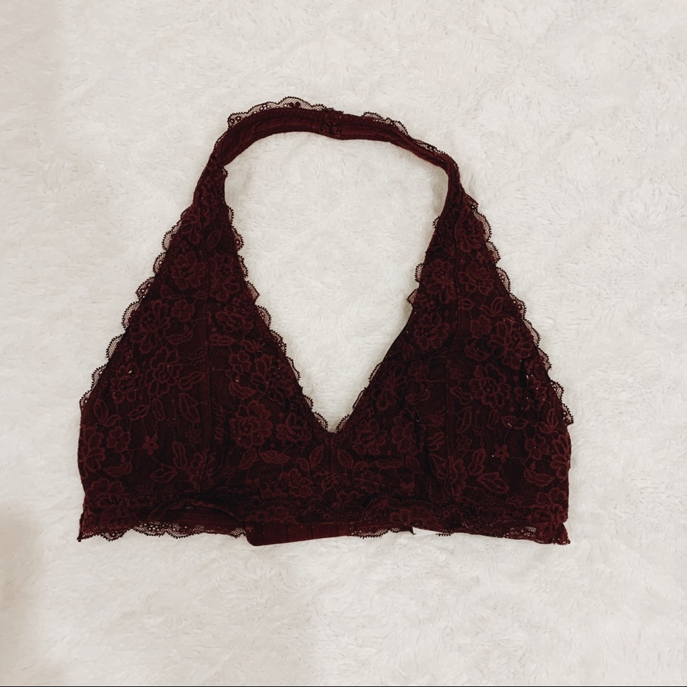 HOLLISTER MAROON HALTER BRALETTE